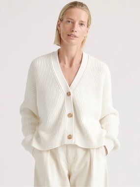 100% Organic Cotton Fisherman Boxy Cropped Cardigan